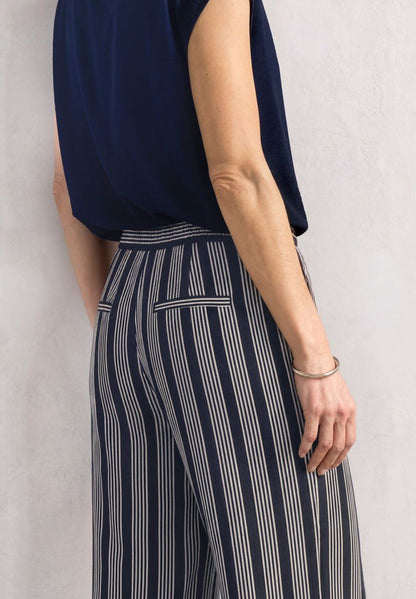 Mid Waist Wide Leg Hose mit Streifen