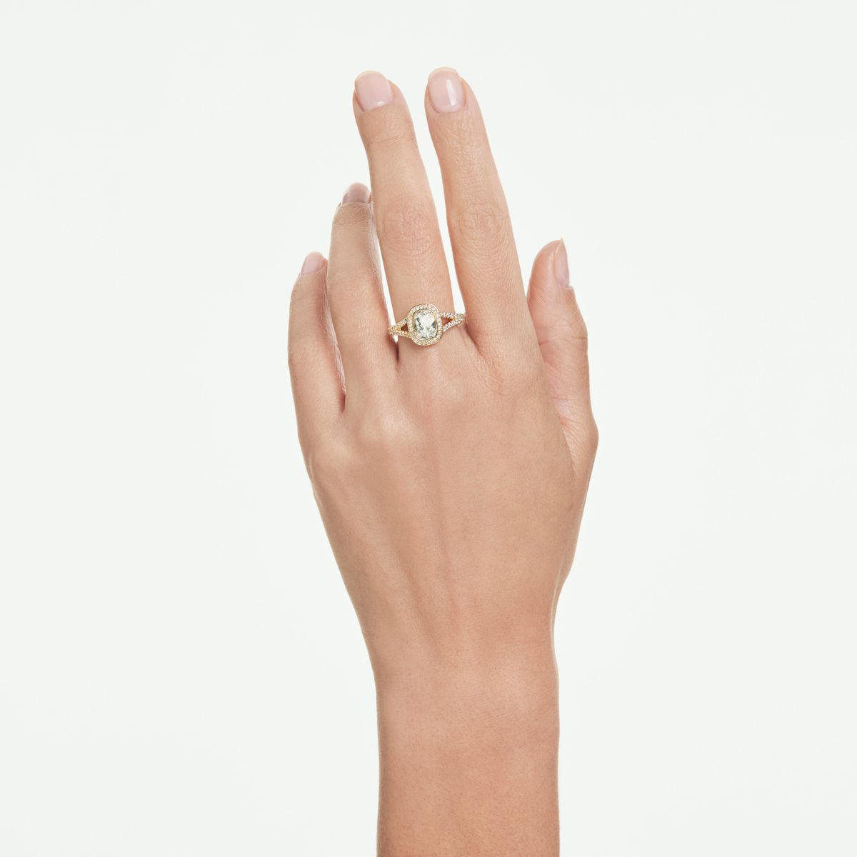 Una Angelic Ring, Kissenschliff, Weiß, 18K goldbeschichtet