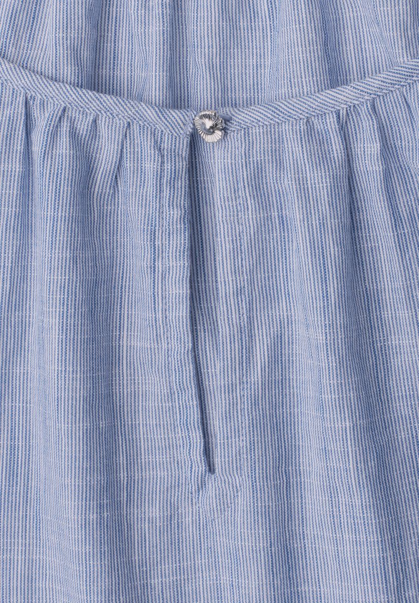 Chambray Bluse mit Rundhals und Cut-Out