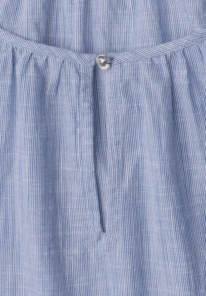 Chambray Bluse mit Rundhals und Cut-Out