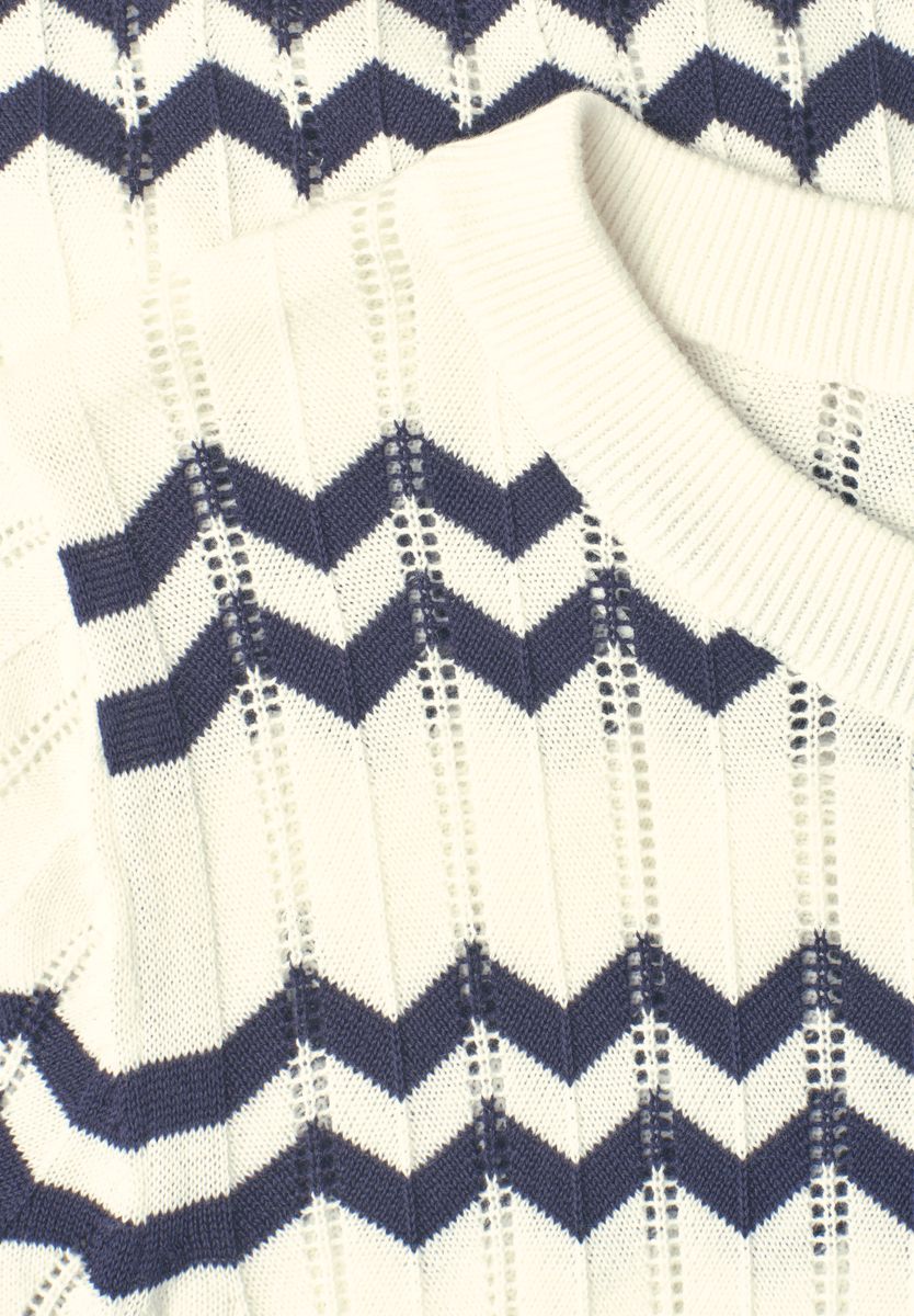 Kurzarm-Pullover mit Zick-Zack-Muster