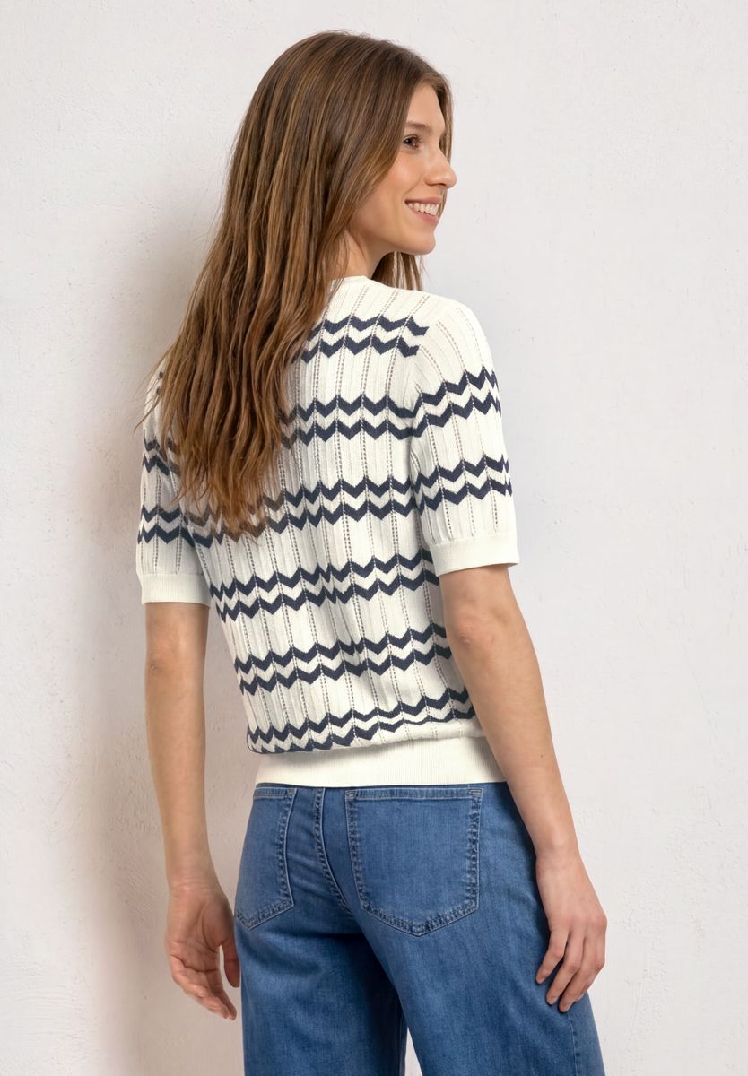 Kurzarm-Pullover mit Zick-Zack-Muster