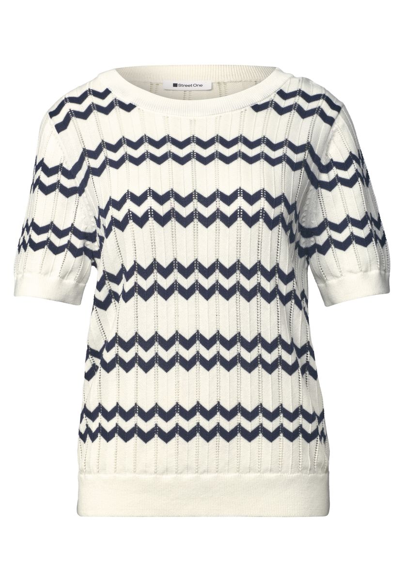 Kurzarm-Pullover mit Zick-Zack-Muster