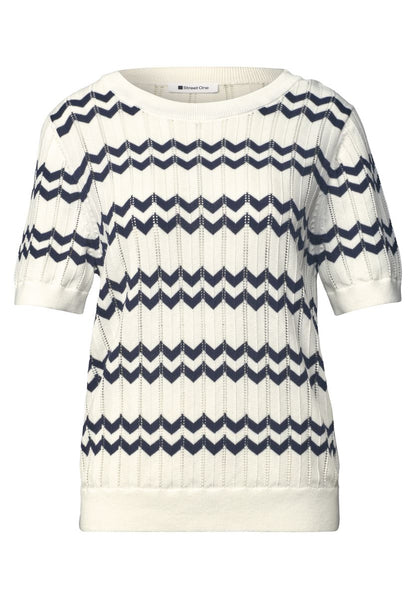 Kurzarm-Pullover mit Zick-Zack-Muster