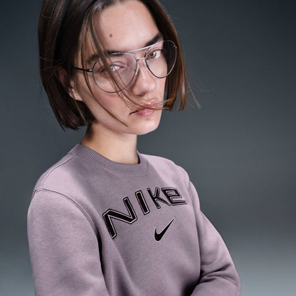 Nike W Nsw Phnx Flc Std Logo Crew - lt violet ore/burgundy crush