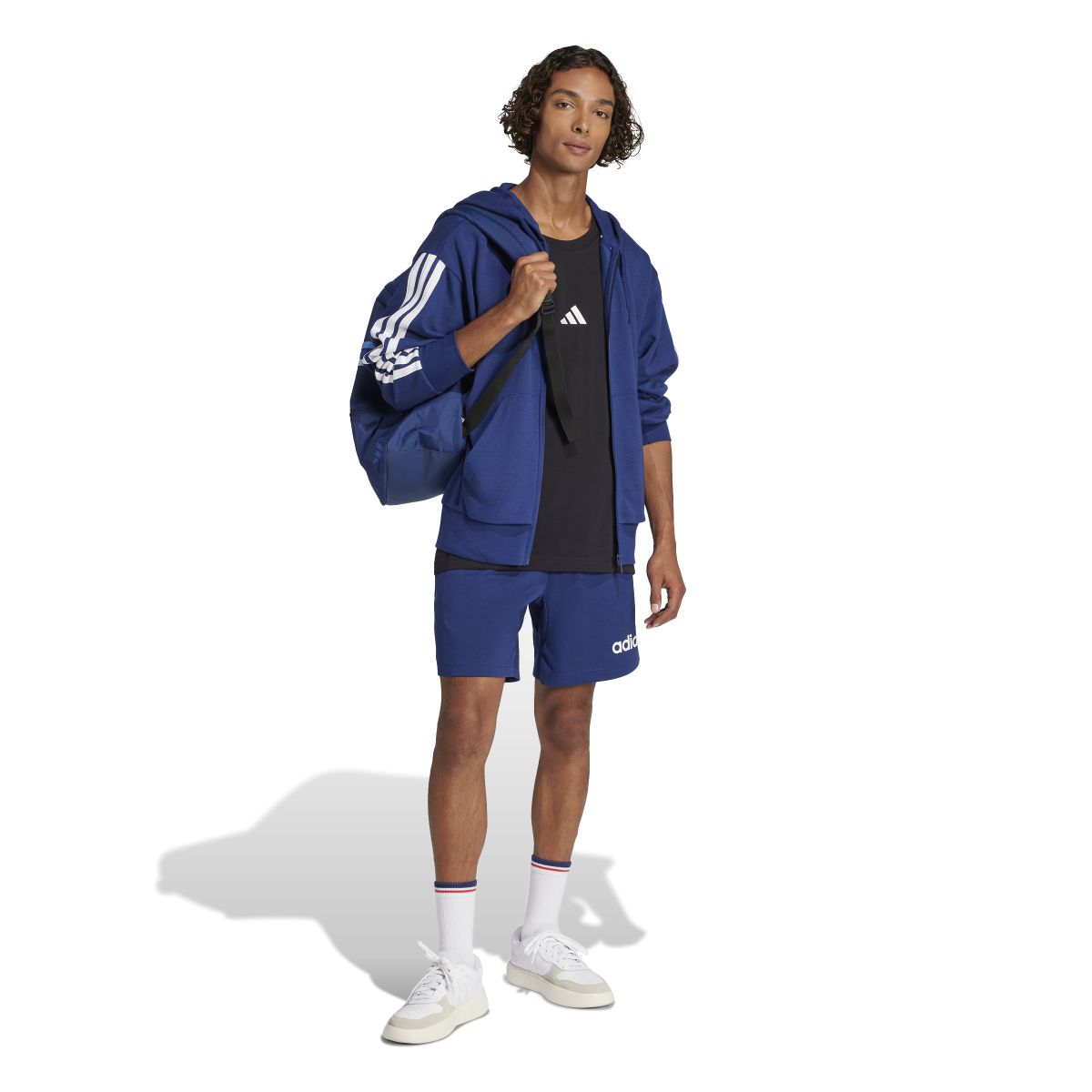 Essentials 3-Streifen French Terry Kapuzenjacke