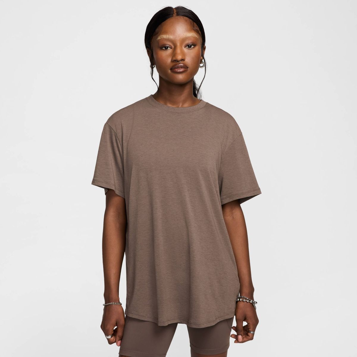 Nike W Nk One Relaxed Df Ss Top - ironstone/black