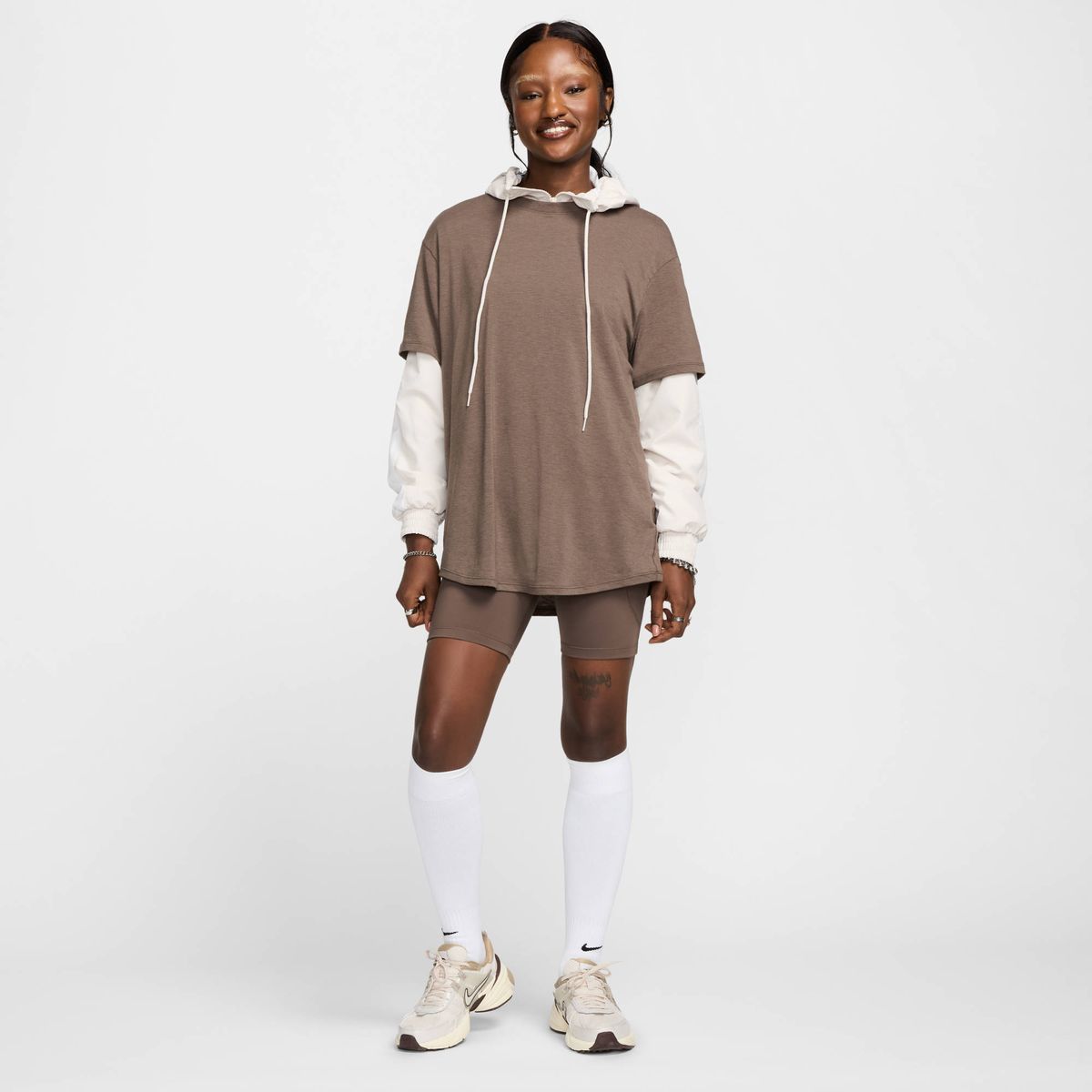 Nike W Nk One Relaxed Df Ss Top - ironstone/black