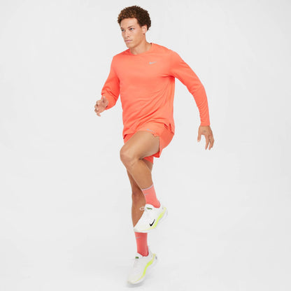 Nike M Nk Df Uv Miler Top Ls - lt wild mango/reflective silv