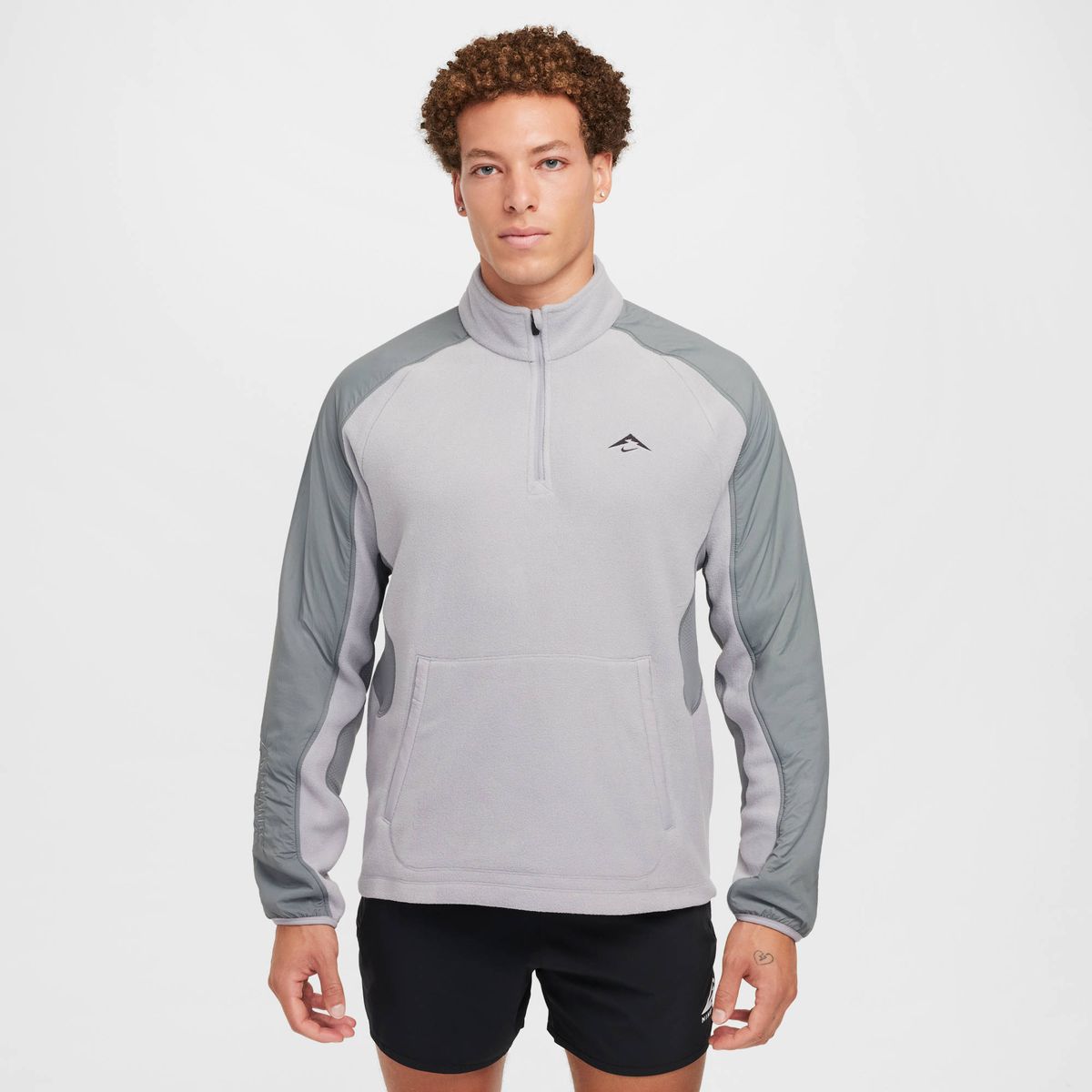 Nike M Nk Polartec Trail Flc Qz - cement grey/smoke grey/black