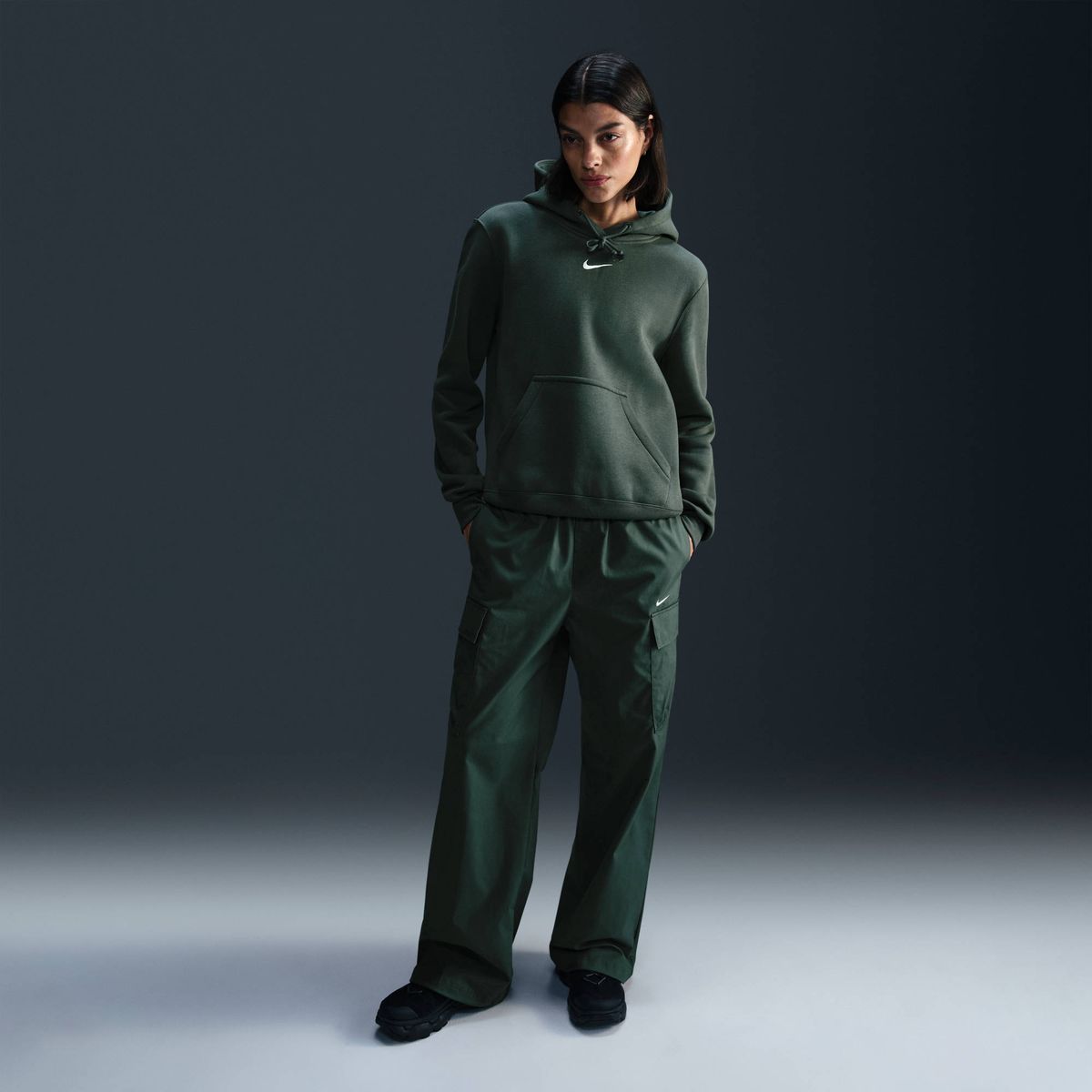 Nike W Nsw Phnx Flc Std Po Hoodie - vintage green/sail