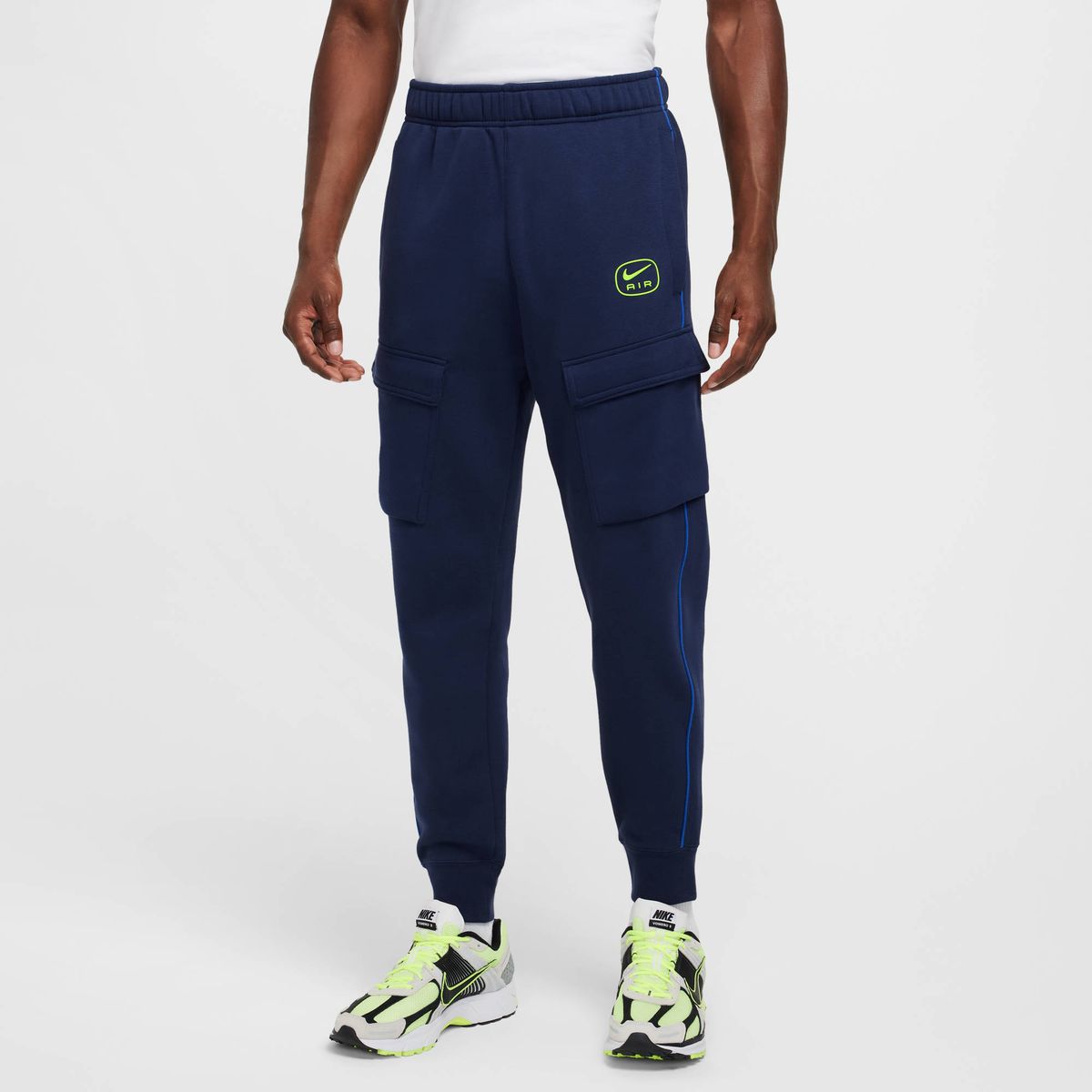Nike M Nsw Sw Air Cargo Pant Flc Bb - midnight navy/volt