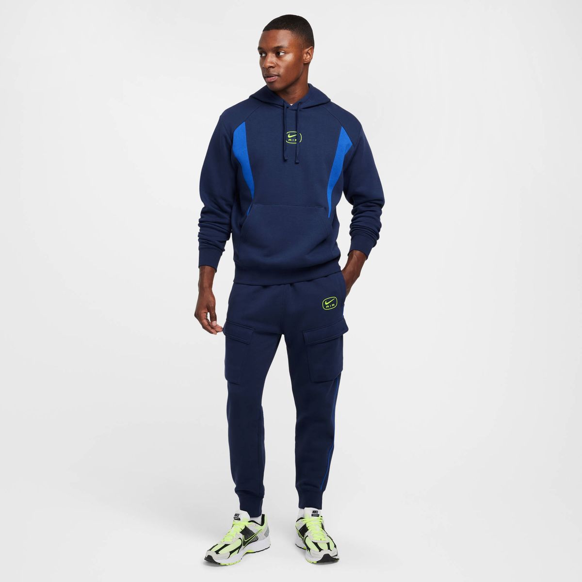 Nike M Nsw Sw Air Cargo Pant Flc Bb - midnight navy/volt