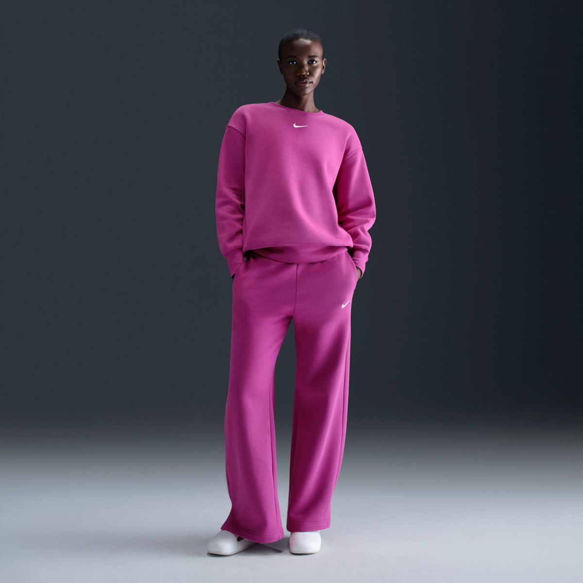 Nike W Nsw Phnx Flc Os Crew - hot fuchsia/sail