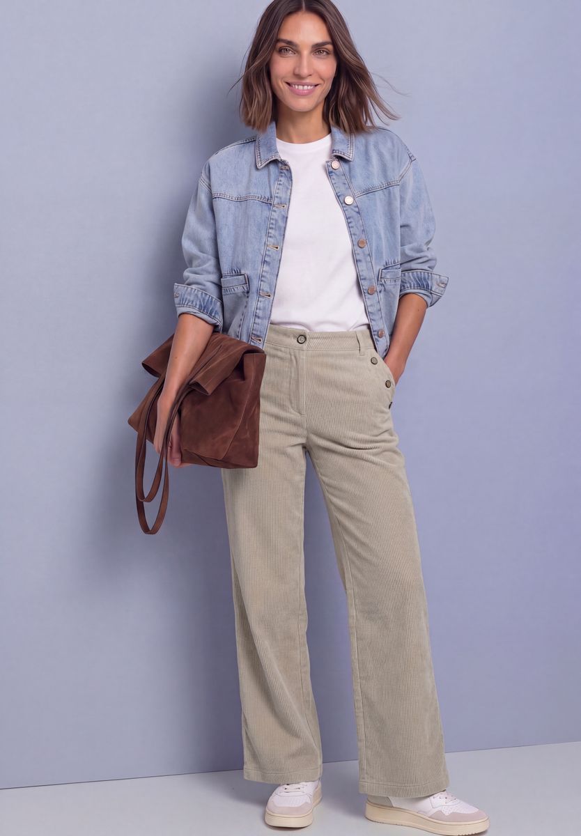 Mid Waist Straight Leg Hose mit Knöpfen