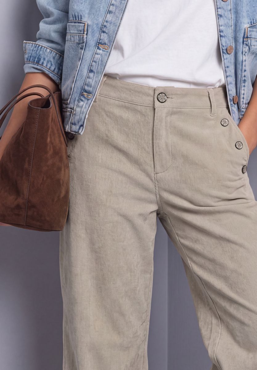 Mid Waist Straight Leg Hose mit Knöpfen