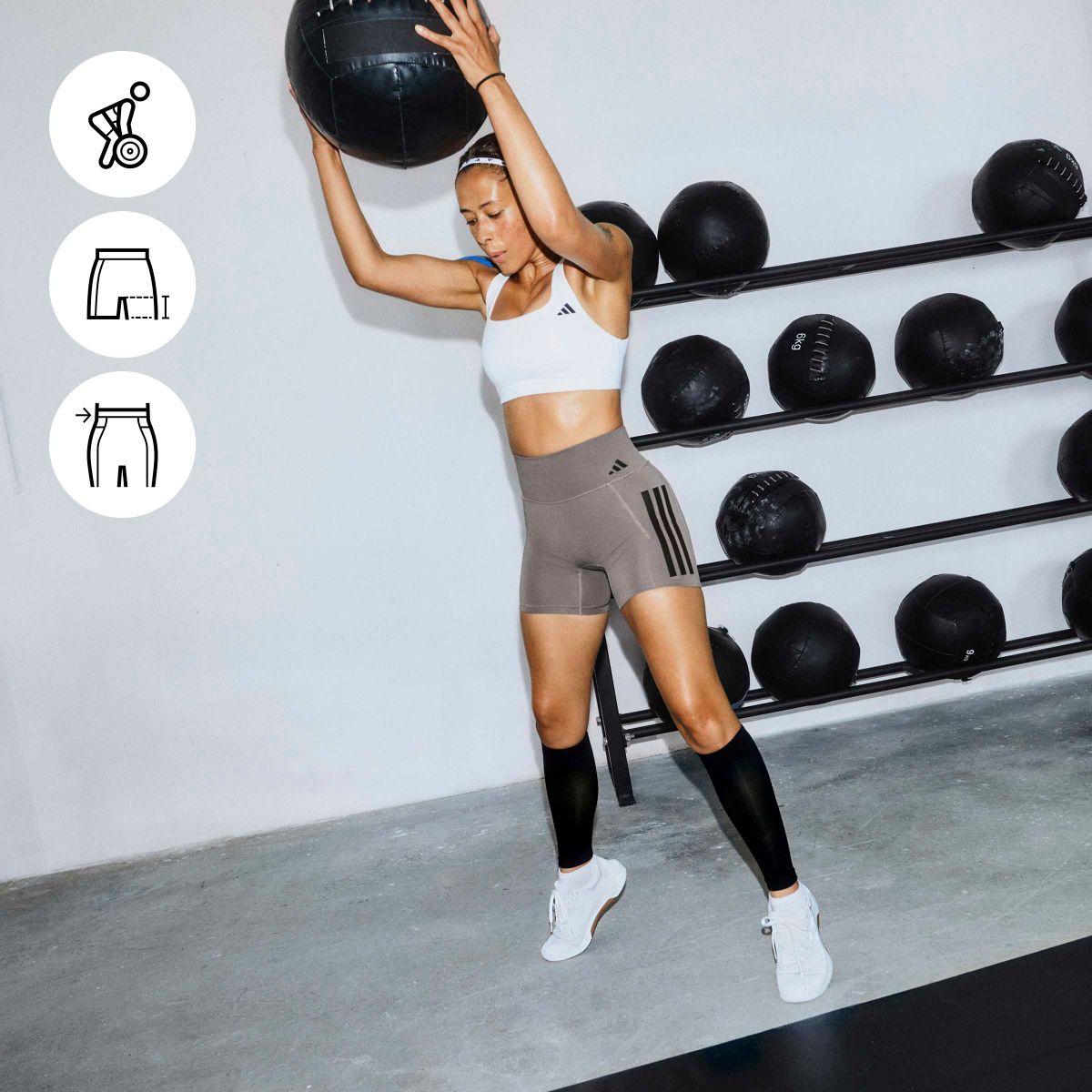 Optime Workout 3-Streifen Kurze Leggings