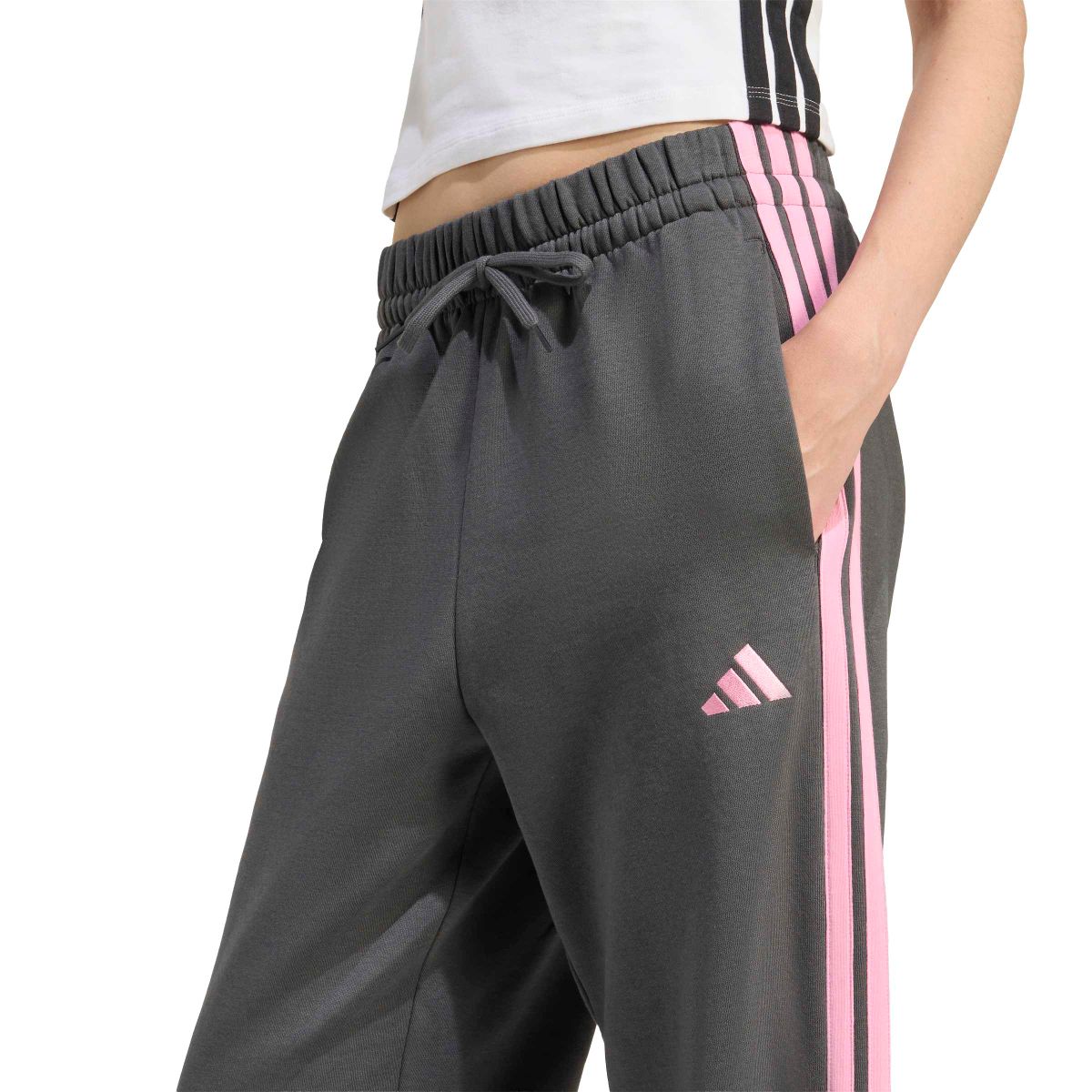 Essentials 3-Streifen Open-Hem French Terry Hose