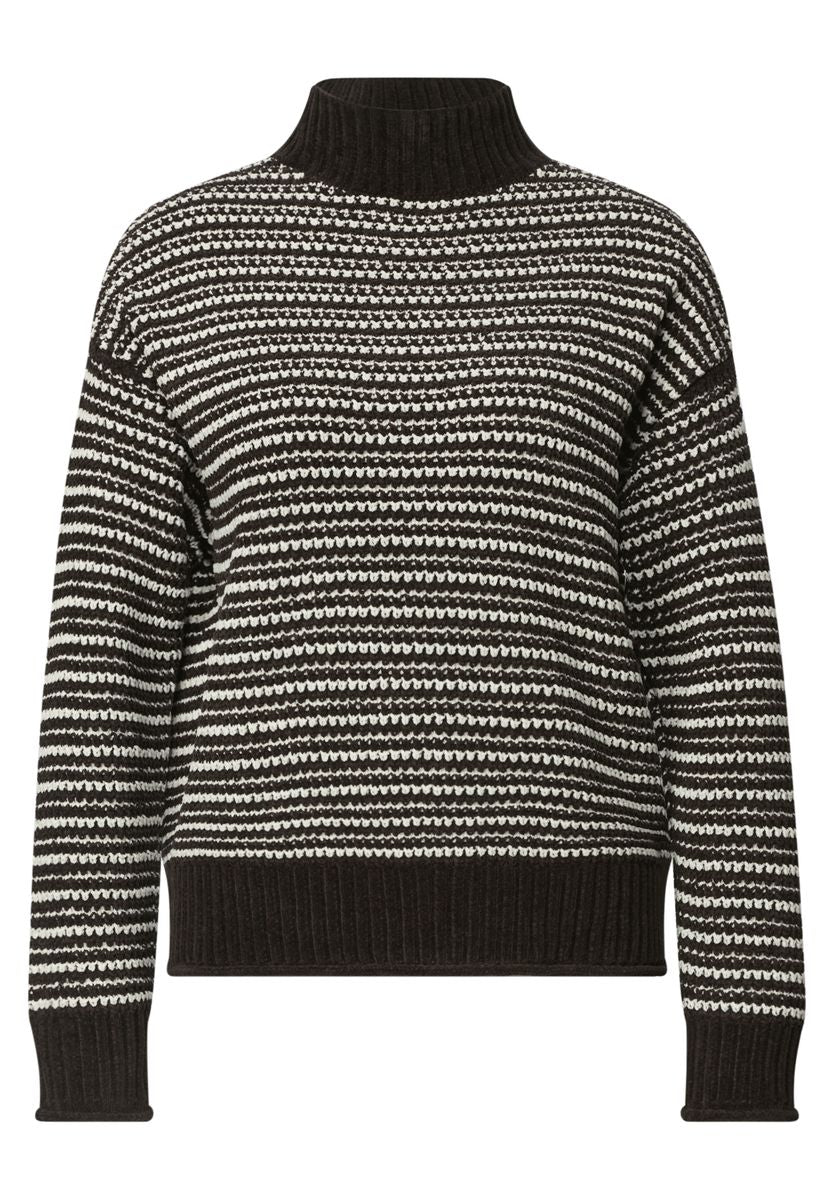 Pullover mit Turtle Neck und Streifenmuster
