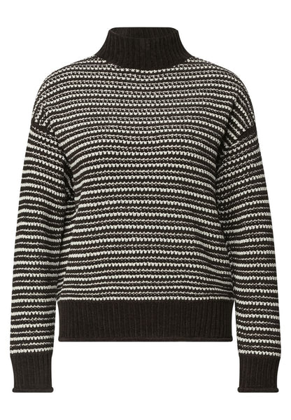 Pullover mit Turtle Neck und Streifenmuster