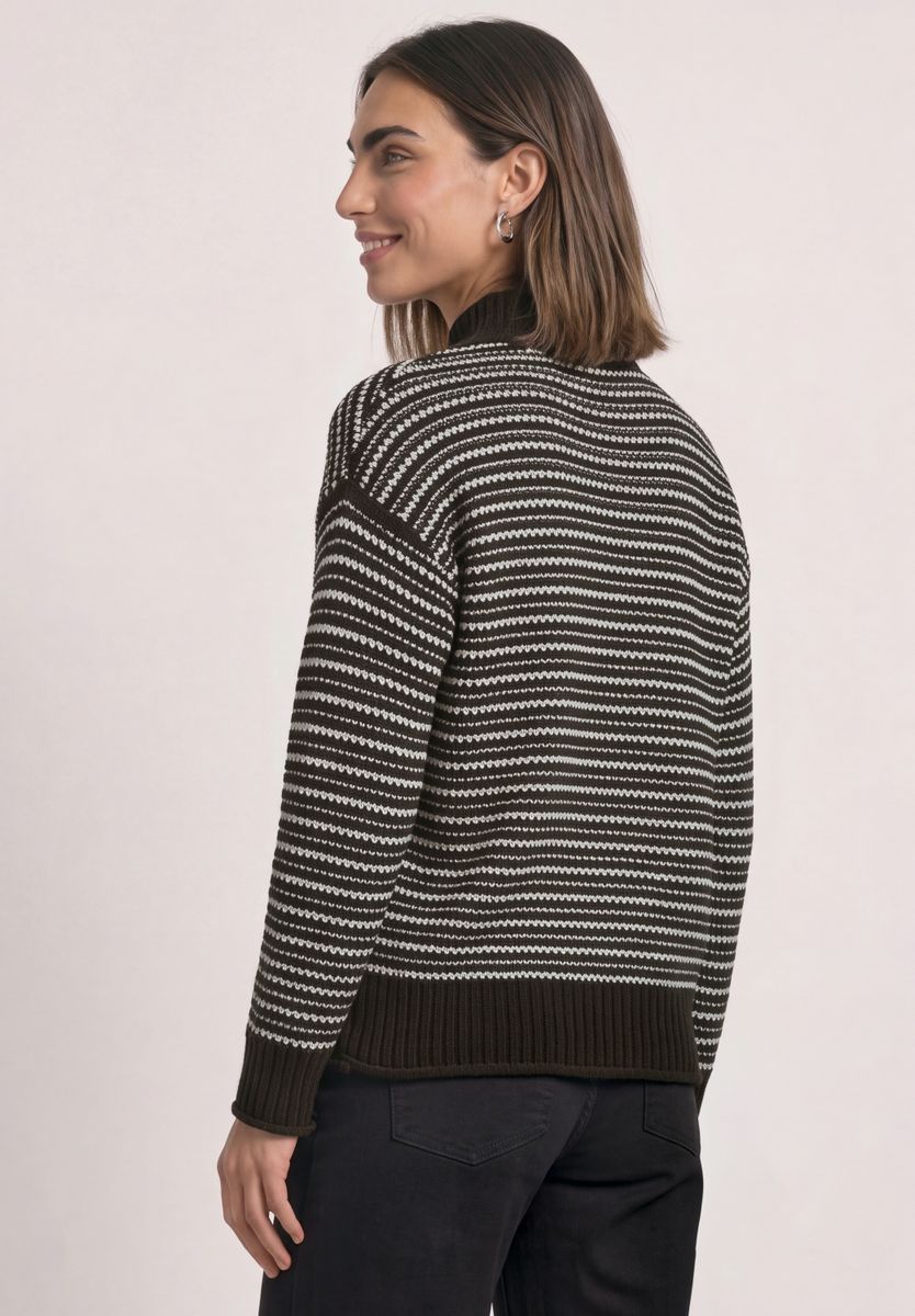 Pullover mit Turtle Neck und Streifenmuster