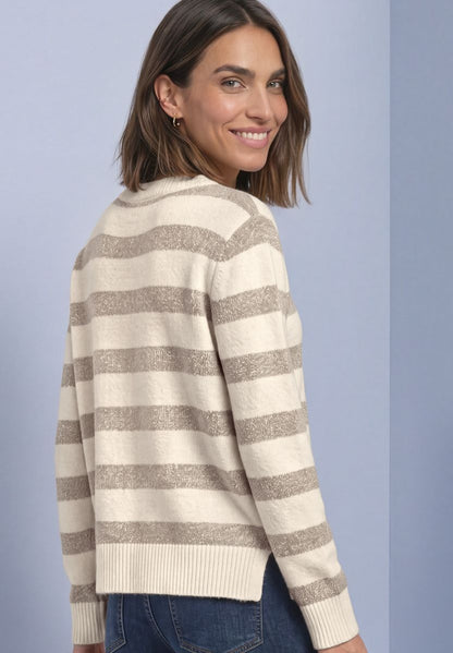 Pullover mit Boat Neck und Streifen