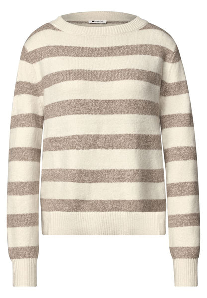 Pullover mit Boat Neck und Streifen