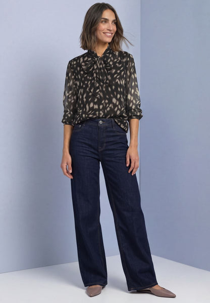 Langarm Bluse aus Chiffon mit Schleifendetail