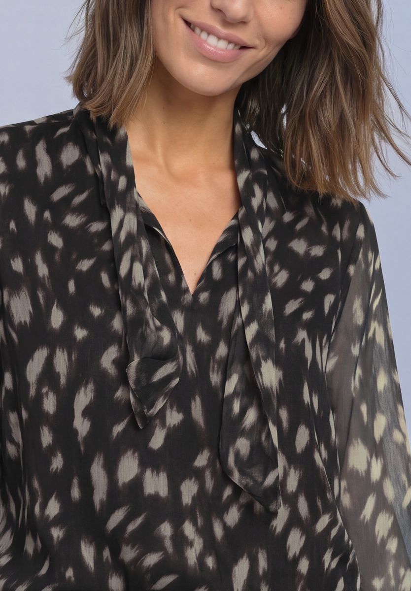Langarm Bluse aus Chiffon mit Schleifendetail