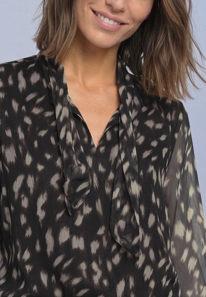 Langarm Bluse aus Chiffon mit Schleifendetail