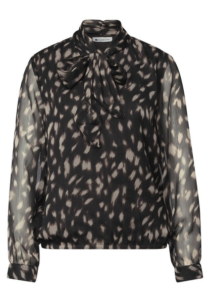 Langarm Bluse aus Chiffon mit Schleifendetail