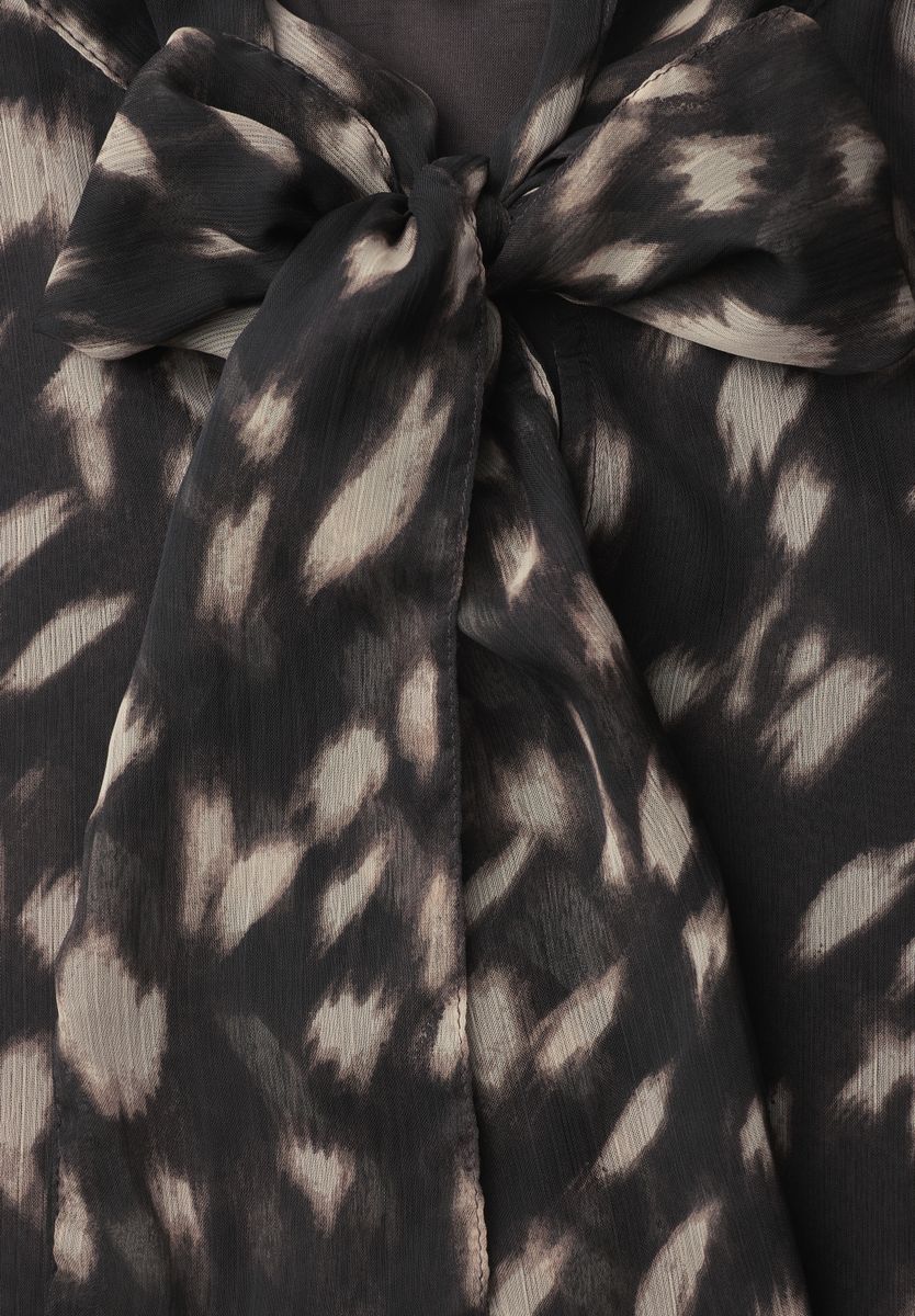 Langarm Bluse aus Chiffon mit Schleifendetail