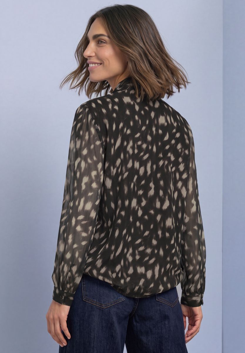 Langarm Bluse aus Chiffon mit Schleifendetail