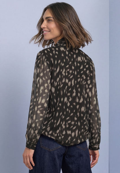 Langarm Bluse aus Chiffon mit Schleifendetail
