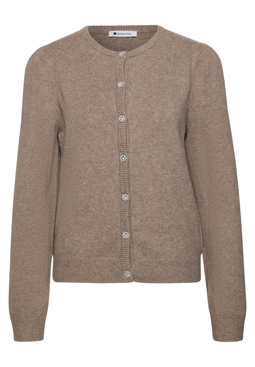 Langarm Cardigan mit Rundhals und Knöpfen