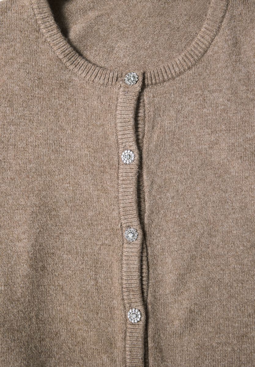 Langarm Cardigan mit Rundhals und Knöpfen