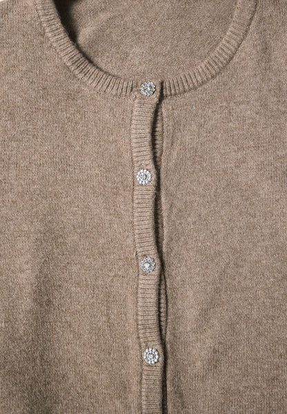 Langarm Cardigan mit Rundhals und Knöpfen