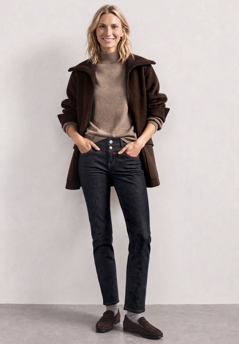 Mid Waist Slim Leg Jeans im Casual Fit