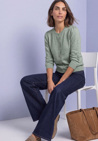 Langarm Cardigan mit Rundhals und Knöpfen