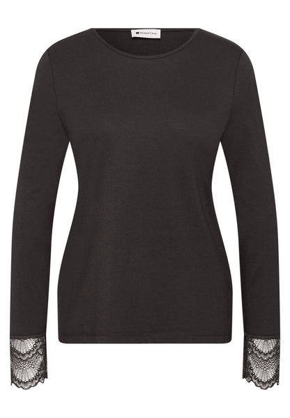 Langarm Shirt mit Rundhals und Spitze