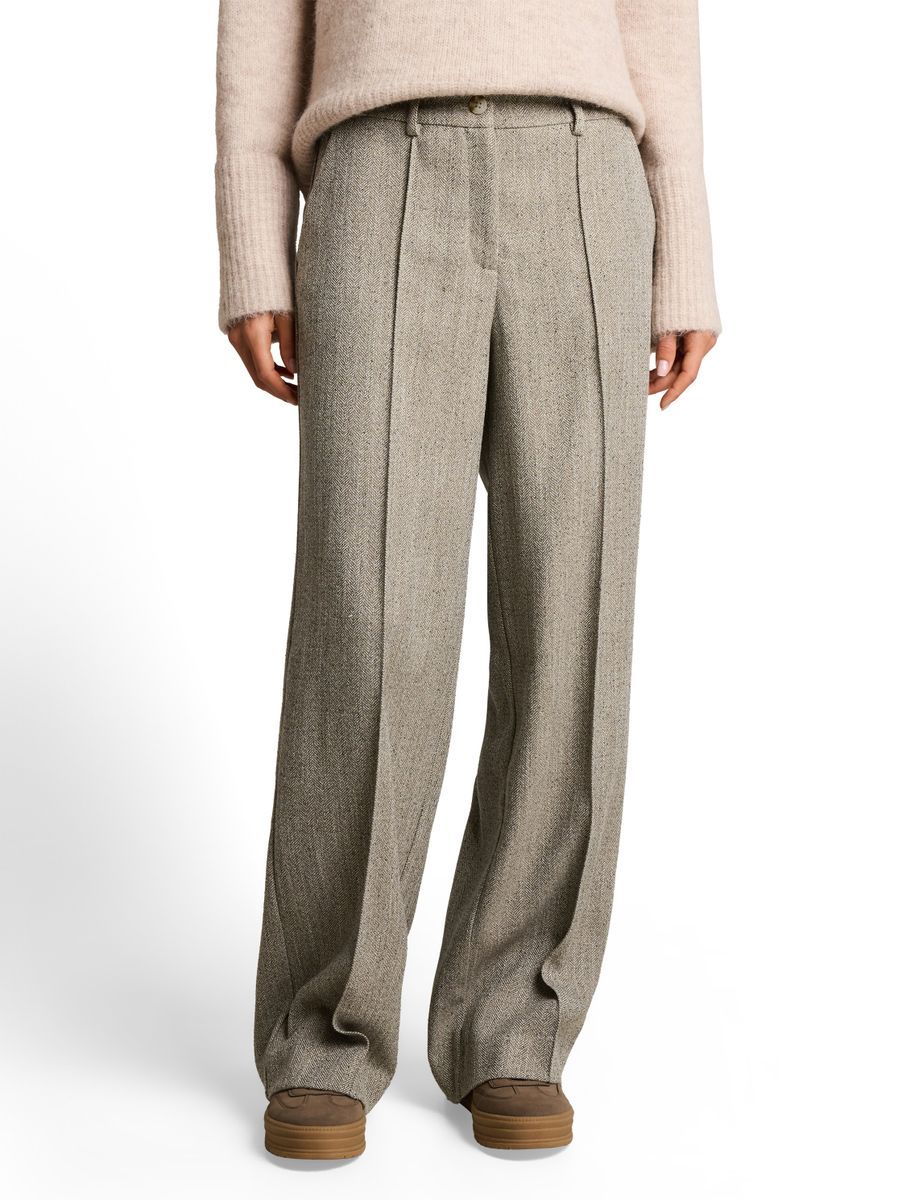 Wide Leg Hose mit Fischgrätmuster