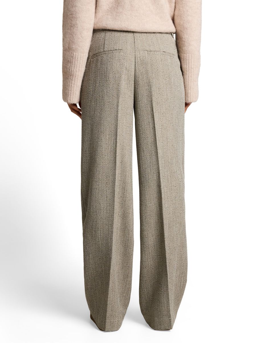 Wide Leg Hose mit Fischgrätmuster