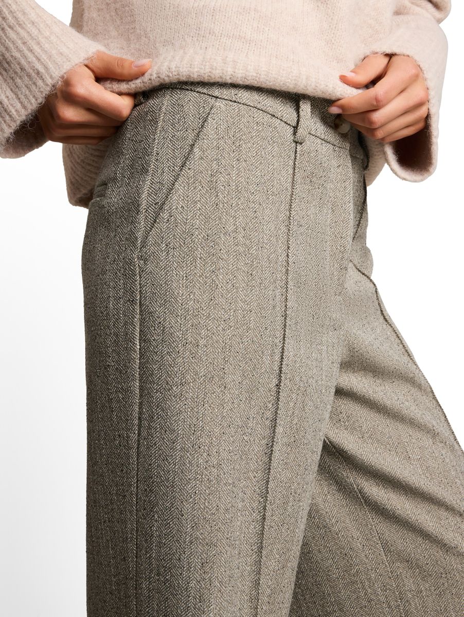 Wide Leg Hose mit Fischgrätmuster