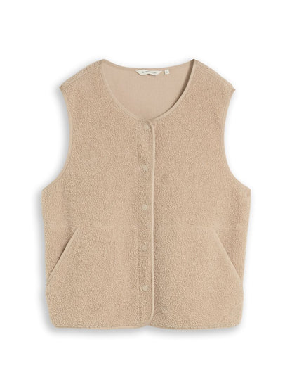 Boxy Fit Teddy Weste mit Taschen