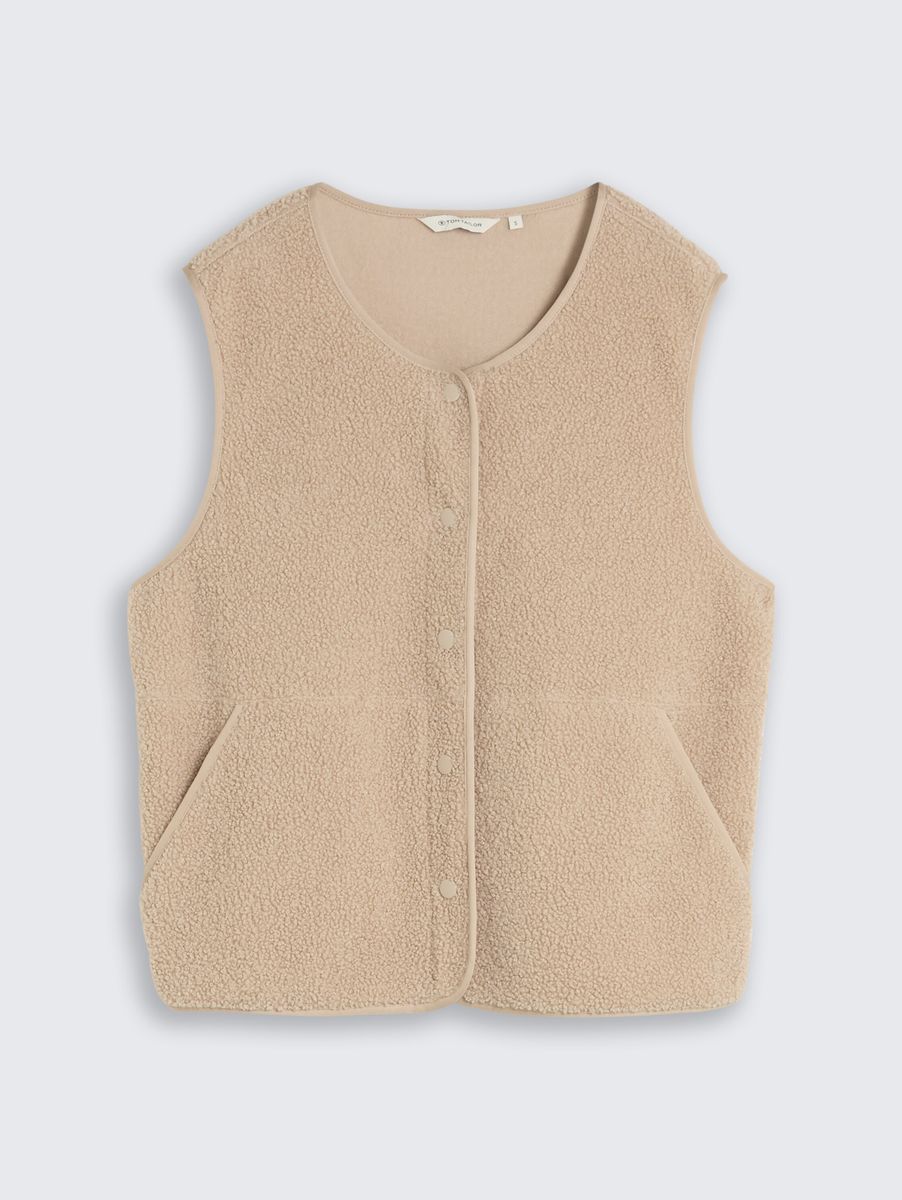 Boxy Fit Teddy Weste mit Taschen