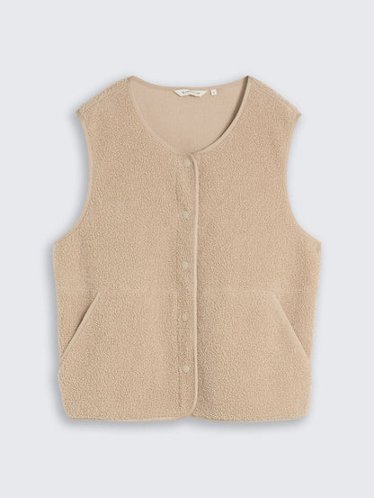 Boxy Fit Teddy Weste mit Taschen