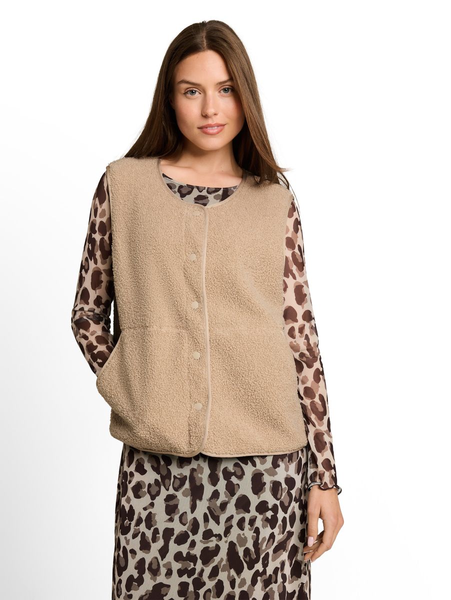 Boxy Fit Teddy Weste mit Taschen