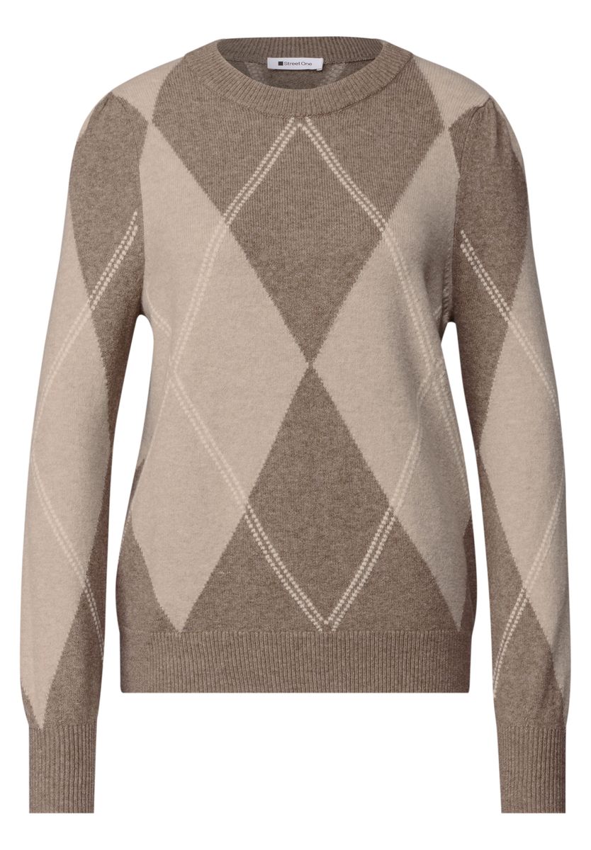 Langarm Pullover mit Argyle-Muster