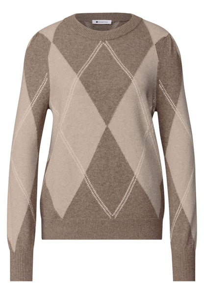 Langarm Pullover mit Argyle-Muster