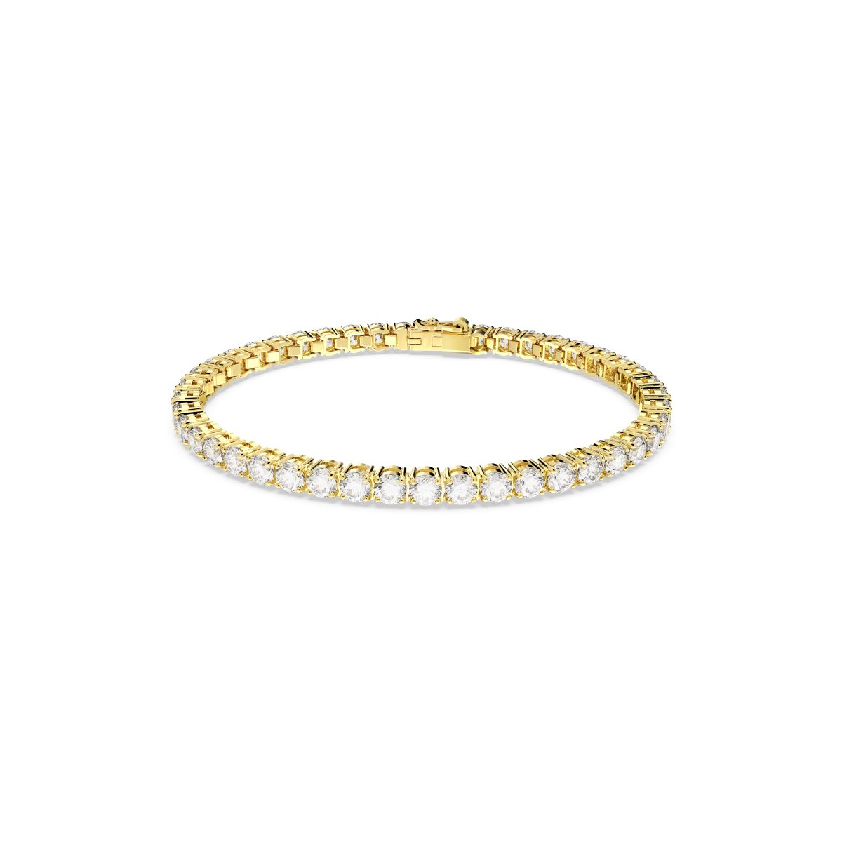 Matrix Tennis Armband, Rundschliff, Weiß, Goldlegierungsschicht
